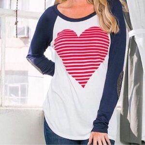 Wanna b heart tee sequin elbow, 1x